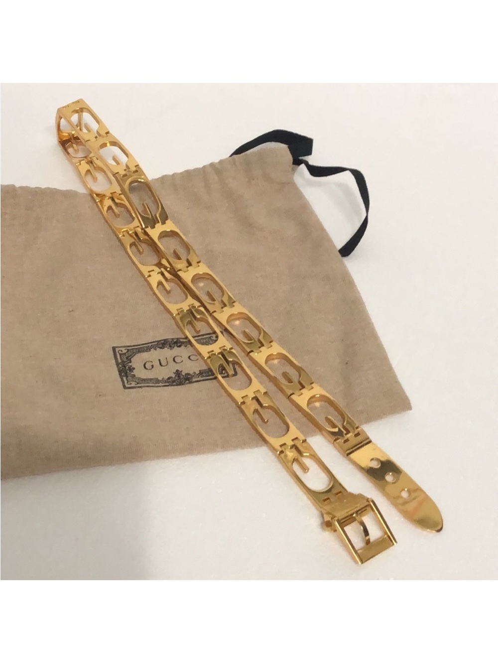 Vintage Gucci Belt Gold-Tone G Link Belt Size 80 w/ Certificate of Authenticity
